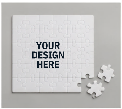 White customized puzzle with loose pieces